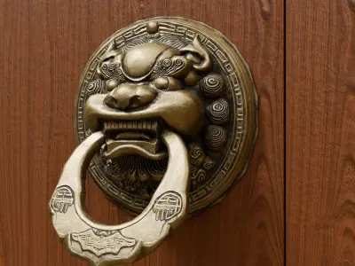 Chinese Style Beast Head Door Knocker 5 - Low Poly PBR Model Low-poly 3D model