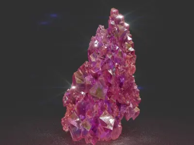 Low Poly Pink Crystal Gemstone Pack 200114 Low-poly 3D model