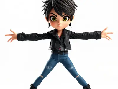 Stylish Youth Rigged and Animated D Character Model Low-poly 3D model