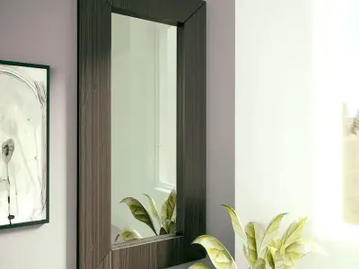 Large Wooden Wall Mirror Low-poly 3D model