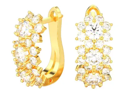Decorative diamonds english lock earrings 3D print model  3D print model