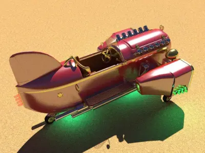 Steampunk boat tail racer 3D model