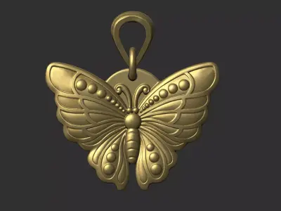 butterfly gold pendant 3D print model