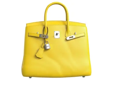 Hermes Birkin Bag Yellow Leather Low-poly 3D model