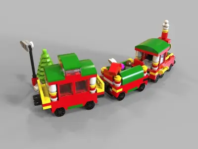 Lego Christmas Train Low-poly 3D model