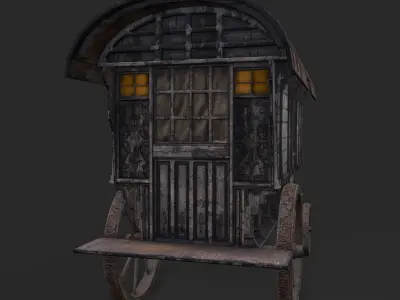 Medieval Wagon Low-poly 3D model