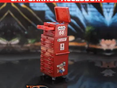 Red Mechanic Drawers Car Garage Accessory For Diorama 3D print model