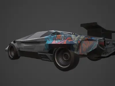 Cyberpunk Retro Car Low-poly 3D model