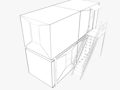 Cabin Containers - White Low-poly 3D model
