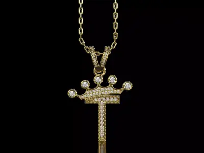 T letter pendant 3D print model