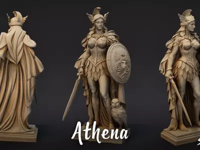 Athena Statue Low-poly 3D model