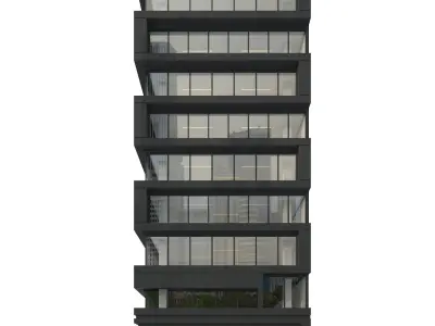 Modern office building No 6 Low-poly 3D model