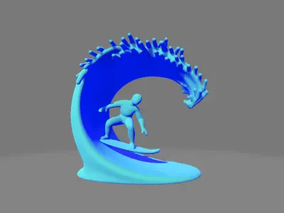Surfer on Frozen Wave Sculpture 3D print model