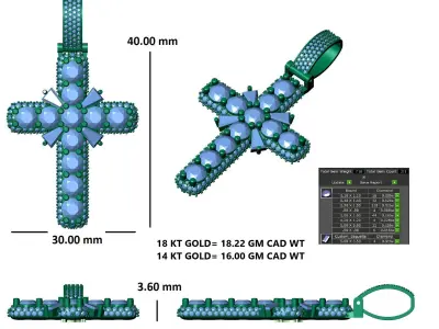 Luxury Diamond Cross Pendant 3D print model
