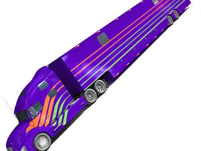 Blue Race Car Transporter Truck 1 3D model