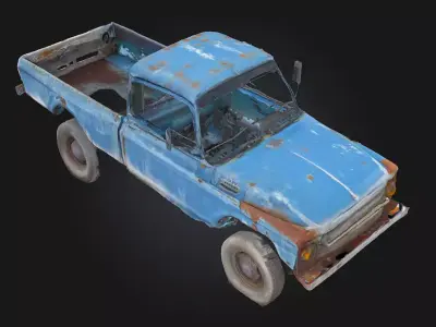 Blue Vintage Truck  Classic Charm on Four Wheels 3D model