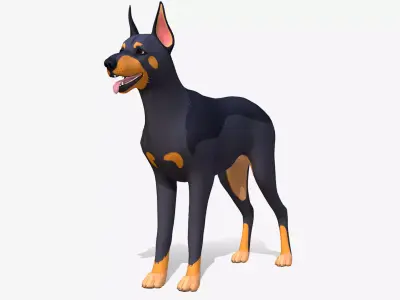 Cartoon Dog  - Doberman Low-poly 3D model