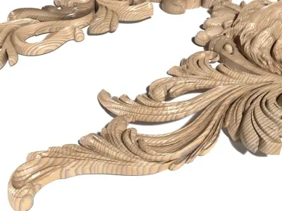 Cartouche-022 ornate wood carvings - 3D model
