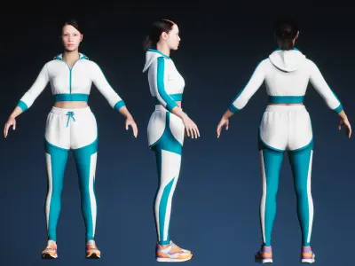 Modular Womens Sportswear Vol 1 for Unreal Engine Low-poly 3D model