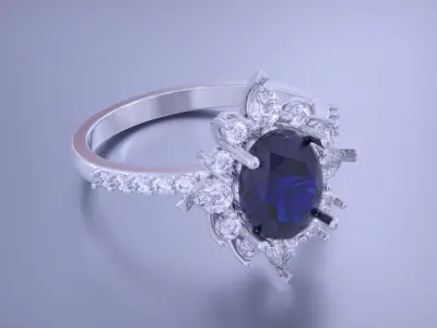 Oval Diamond Ring 3D print model