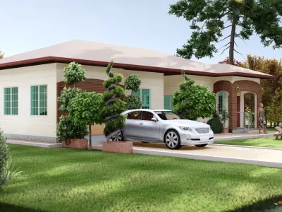 3 Bedroom House plan Model  Low-poly 3D model