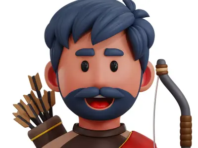 Archery Player Avatar 3D Icon Low-poly 3D model
