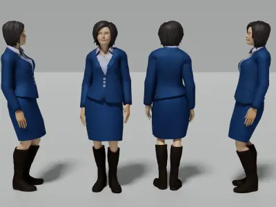 Office Female Character Humanoid Rigged Low-poly 3D model
