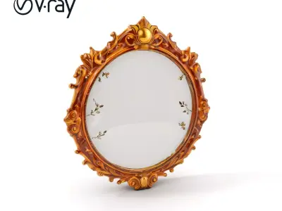 Ornate Oval Mirror Frame model pack Low-poly 3D model