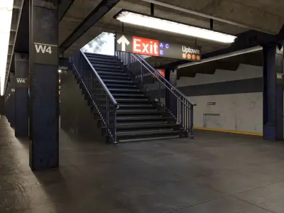 NYC Subway Station PBR 02 Low-poly 3D model