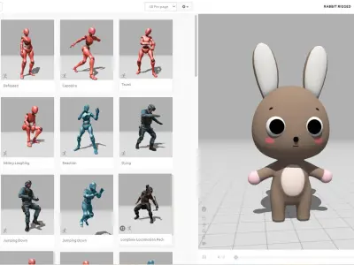 Cute Bunny Rabbit - Rigged and Animated Low-poly 3D model