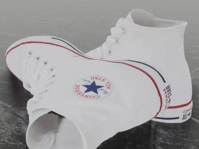 CONVERSE 3D SHOES - WHITE Low-poly 3D model