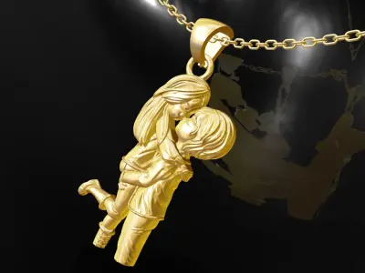 HUG Pendant jewelry Gold 3D print model