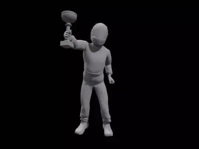 The rider on the podium took the first place cup 3D model