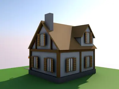Low-Poly Simple House Small Free low-poly 3D model