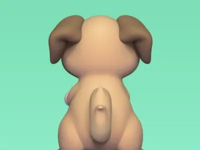 Dog Eating Bone 3D print model