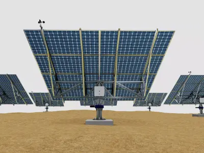 48 kW Solar Tracker Pole-2x4 Panel Layout-SOLAR-SIM V01 Low-poly 3D model
