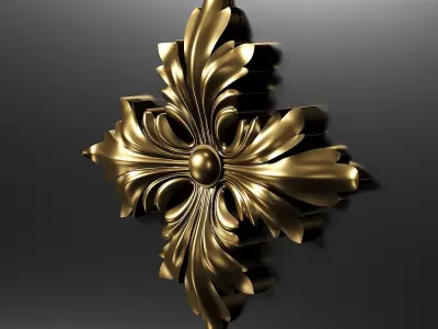 Rozetka06 ornate gold cross 3D model