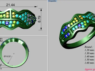 light  weight gold diamond rings-C111116SKCH2026022-wt-0-5 3D print model