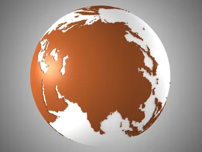 Solid Color Brown White Globe 3D model