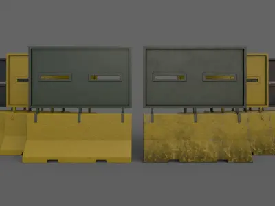 PBR Concrete Roadblock Barrier V7 Low-poly 3D model