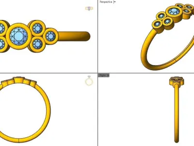 Its Basel ring with Round cut diamond 3D print model
