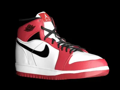 Air Jordan 1 Mid Chicago Low-poly 3D model