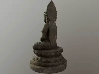 Seated Deity Buddha Stone 3D model