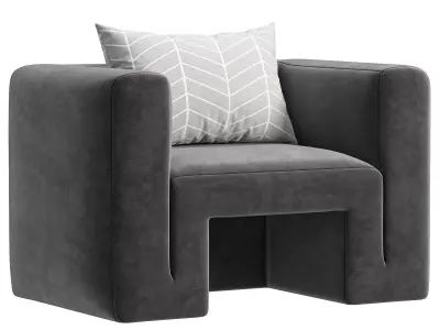 MATRA DEEP TEAL VELVET LOUNGE CHAIR BY CB2 3D model