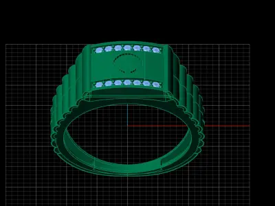 Print Ready STL 3DM  Gents Rings Diamond Men Ring  3D print model 10