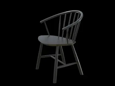 Johansson J64 Chair-BlackAsh wood Low-poly 3D model