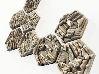 Hexagon panel branch splinter n5 3D model