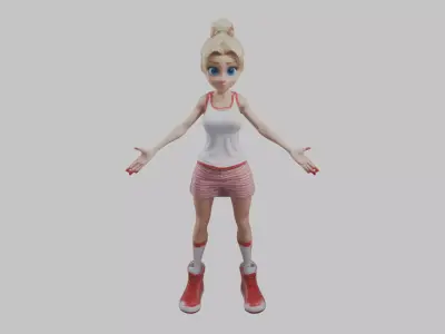 Blonde Woman Stylized Toon Character Low-poly 3D model