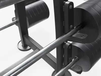 Barbell set on rack rubberized 02 3D model