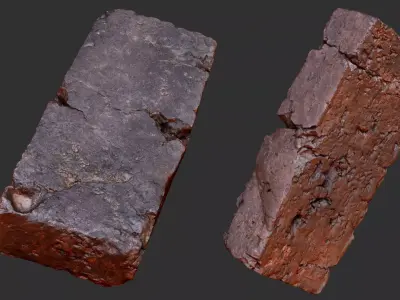 Realistic Damaged grey brick 3d scan highpoly 3D model